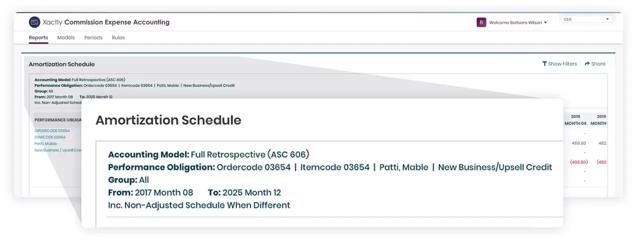 commission expense accounting amortization schedule cea xactly