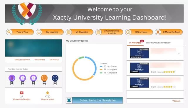xactly university dashboard view