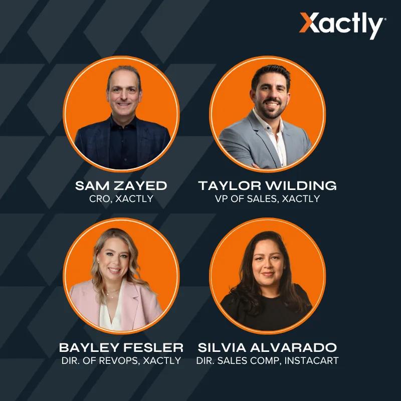 Our panel of speakers for the Future-Proofing Your 2026 Sales Comp Plan webinar - Taylor Wilding, Bayley Fesler, Teresa LaBounty and Sam Zayed